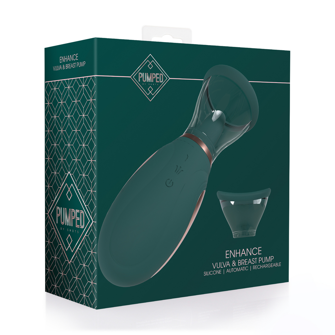 Pumped by shots Enhance - Oplaadbare Vulva- en Borstpomp - Bosgroen (8714273054777)