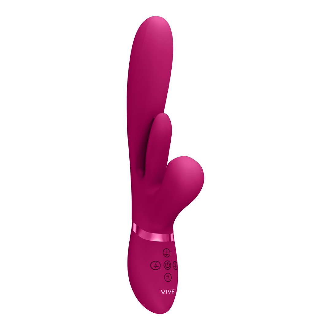 Vive by shots Kura - Duwende G-Spot Vibrator met Flapper Tong en Pulse Wave Stimulator - Roze (8714273537720)