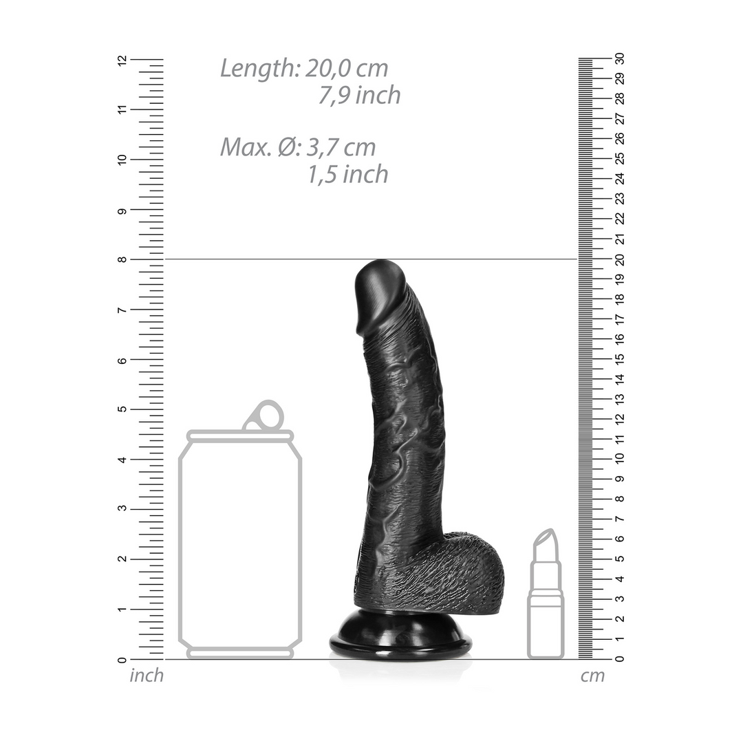 Realrock by shots Gebogen Realistische Dildo met Ballen en Zuignap - 7 / 18 cm (7423522628607)