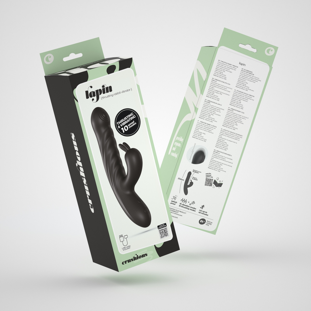 Crushious Lapin - Duwende Konijnen Vibrator - Zwart (7403254159372)
