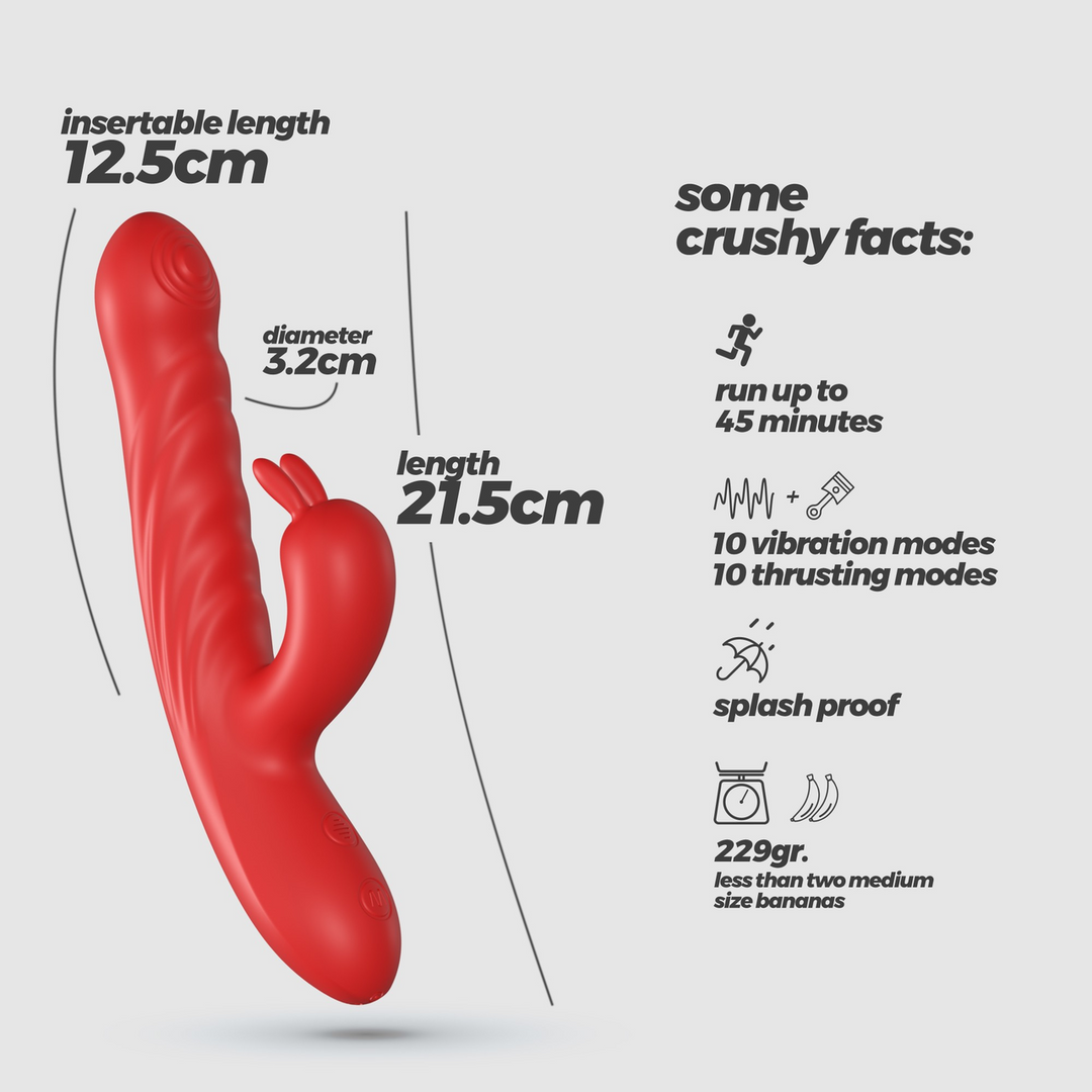 Crushious Lapin - Duwende Konijnen Vibrator - Rood (7403254159365)