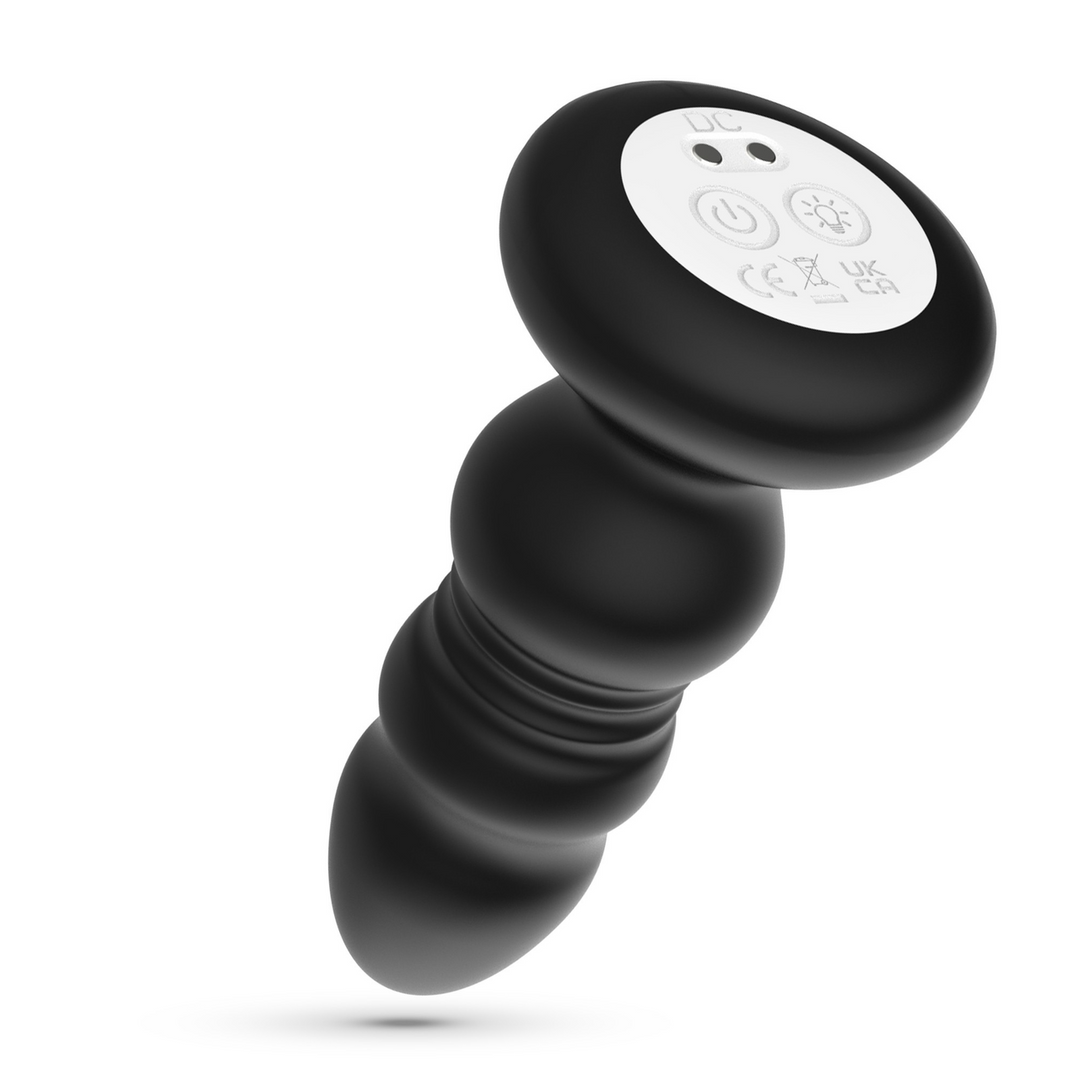 Crushious Australis - Vibrerende en Duwende Anale Plug met LED RGB en Afstandsbediening - Zwart (7403254159532)