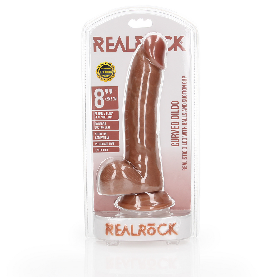 Realrock by shots Gebogen Realistische Dildo met Ballen en Zuignap - 8 / 20,5 cm (7423522628621)