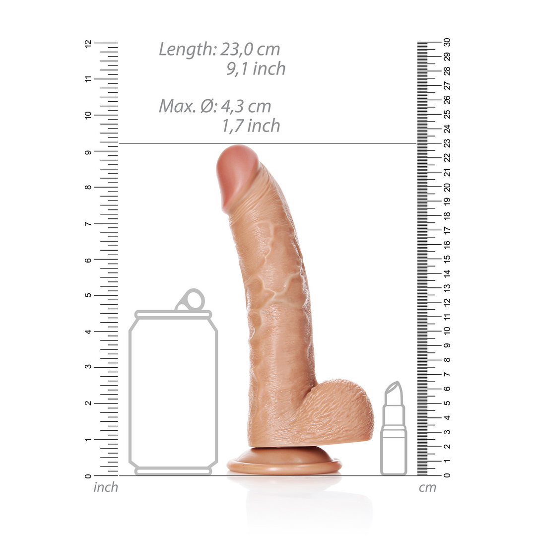 Realrock by shots Gebogen Realistische Dildo met Ballen en Zuignap - 8 / 20,5 cm (7423522628621)