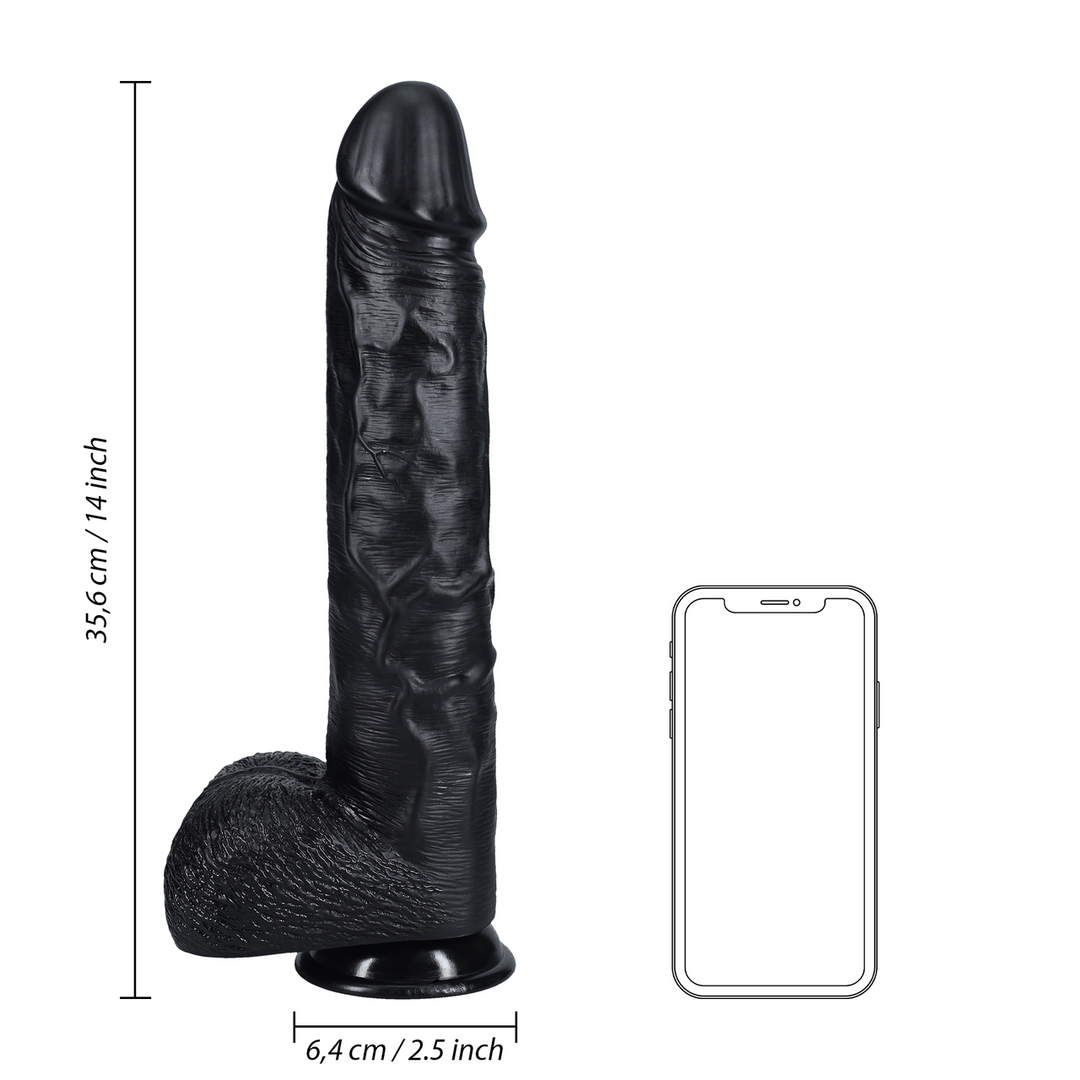 Realrock by shots Extra Large Straight met Ballen 14 / 35,5 cm - Zwart (8714273505033)