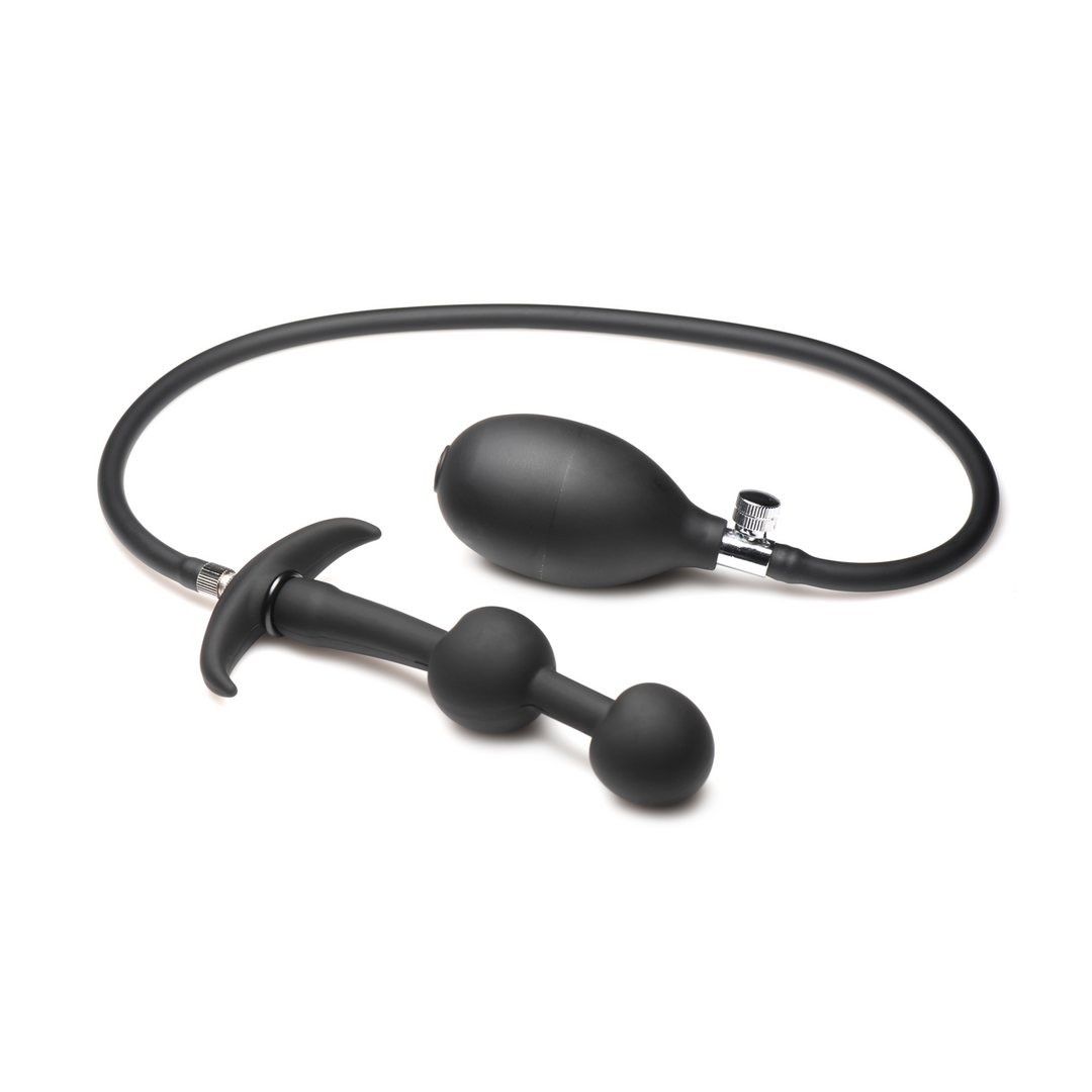 Xr brands Ass Rattler - Gewogen Opblaasbare Siliconen Anale Plug - Zwart (848518052360)