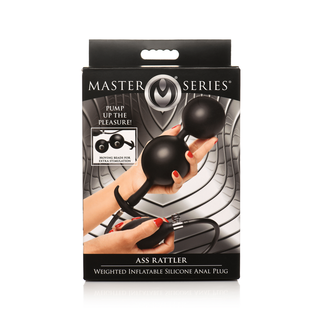Xr brands Ass Rattler - Gewogen Opblaasbare Siliconen Anale Plug - Zwart (848518052360)