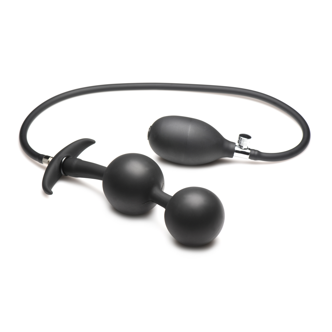 Xr brands Ass Rattler - Gewogen Opblaasbare Siliconen Anale Plug - Zwart (848518052360)