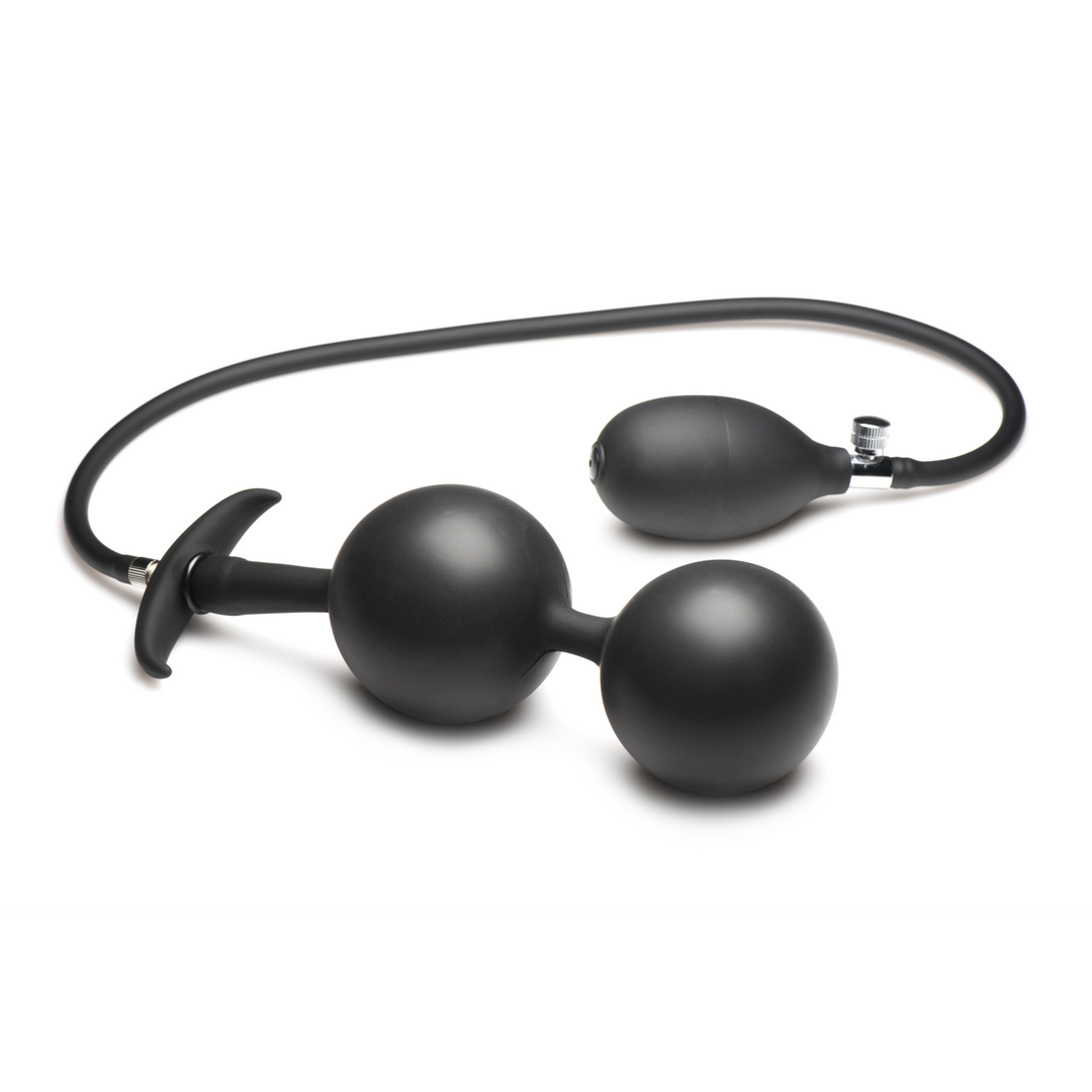 Xr brands Ass Rattler - Gewogen Opblaasbare Siliconen Anale Plug - Zwart (848518052360)
