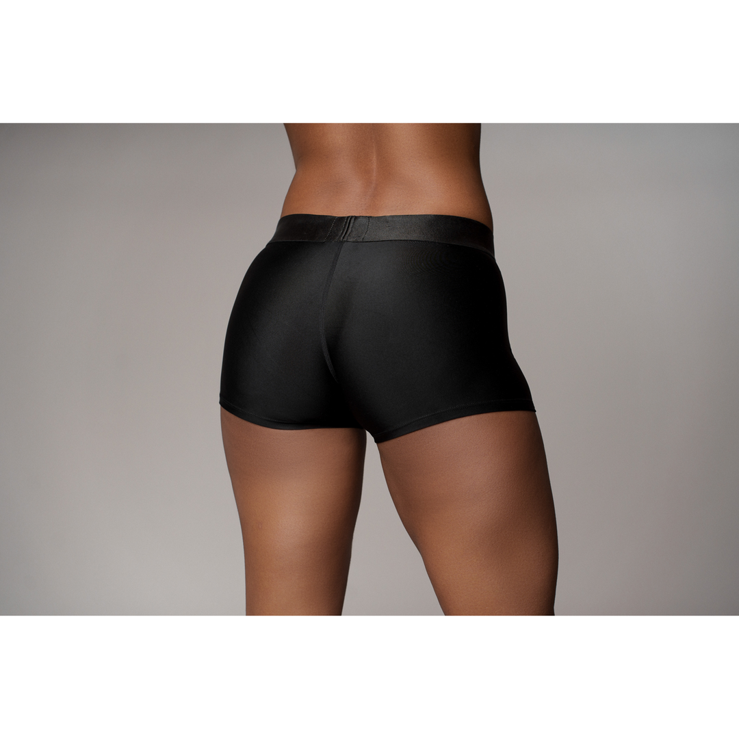 Ouch! by shots Vibrerende Strap-on Boxer - M/L - Zwart (8714273937797)