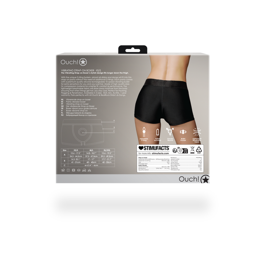 Ouch! by shots Vibrerende Strap-on Boxer - XS/S - Zwart (8714273937728)