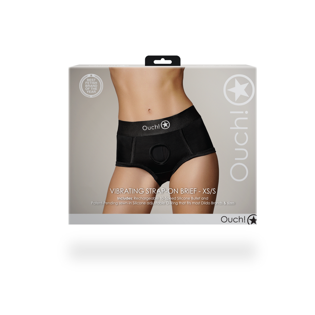 Ouch! by shots Vibrerende Strap-on Boxer - XS/S - Zwart (8714273938350)