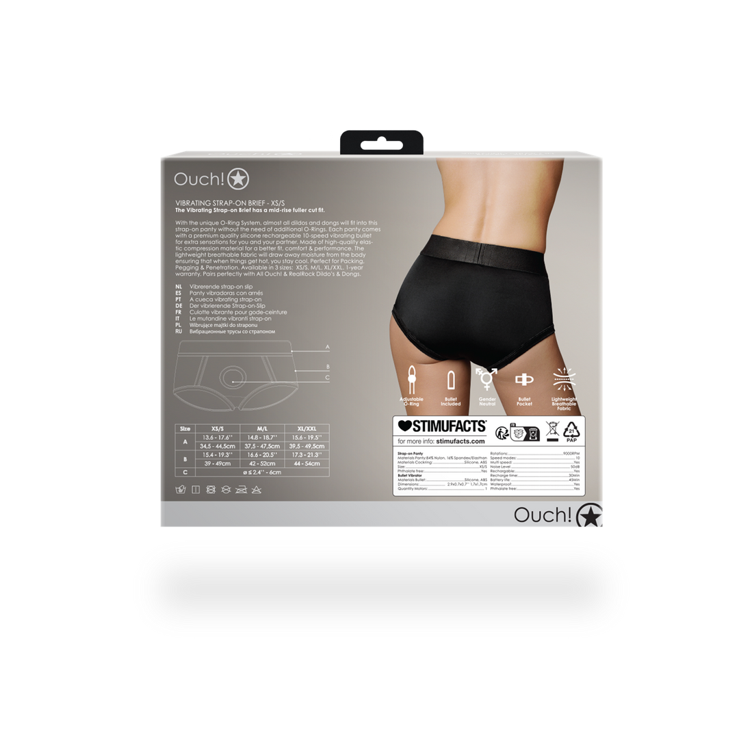 Ouch! by shots Vibrerende Strap-on Boxer - XS/S - Zwart (8714273938350)