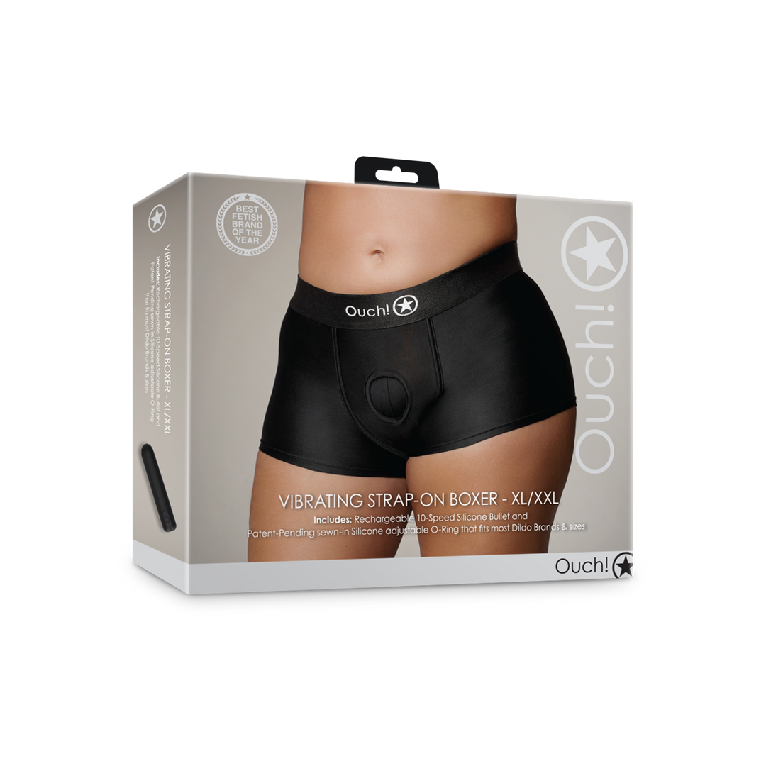 Ouch! by shots Vibrerende Strap-on Boxer - XL/XXL - Zwart (8714273937865)