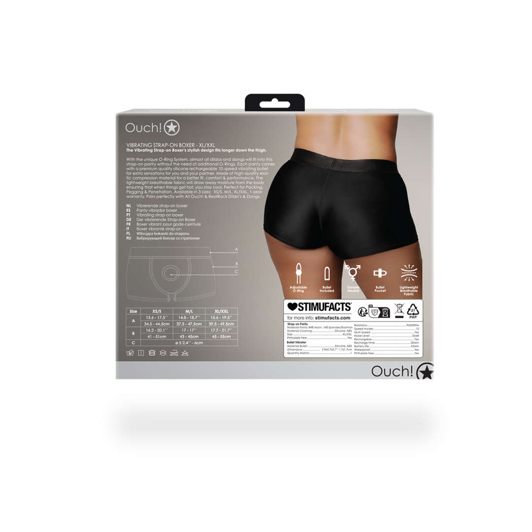 Ouch! by shots Vibrerende Strap-on Boxer - XL/XXL - Zwart (8714273937865)