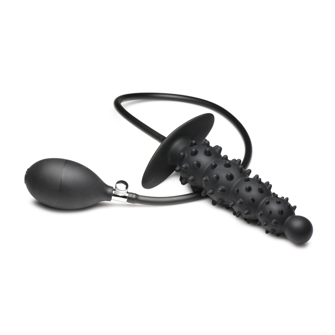 Xr brands Ass Puffer - Nubbed Inflatable Silicone Anale Plug - Zwart (848518052346)