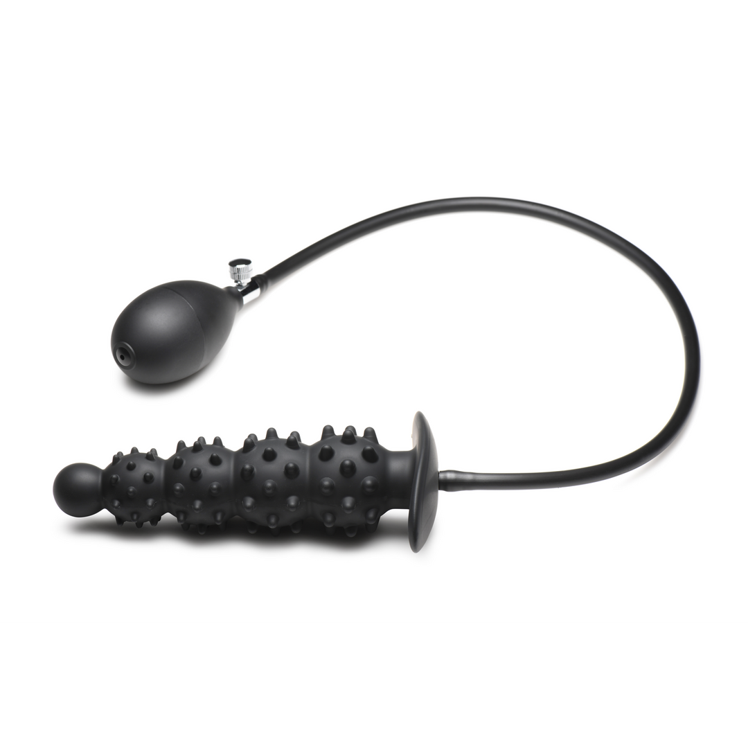 Xr brands Ass Puffer - Nubbed Inflatable Silicone Anale Plug - Zwart (848518052346)
