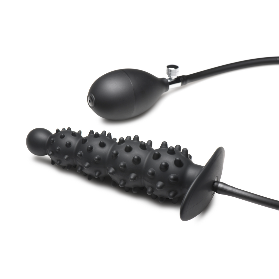 Xr brands Ass Puffer - Nubbed Inflatable Silicone Anale Plug - Zwart (848518052346)