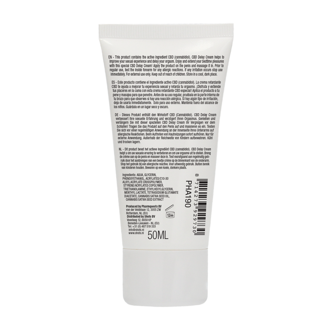 Pharmquests by shots Natuurlijke CBD - Vertraging Crème - 2 fl oz / 50 ml (8714273929730)
