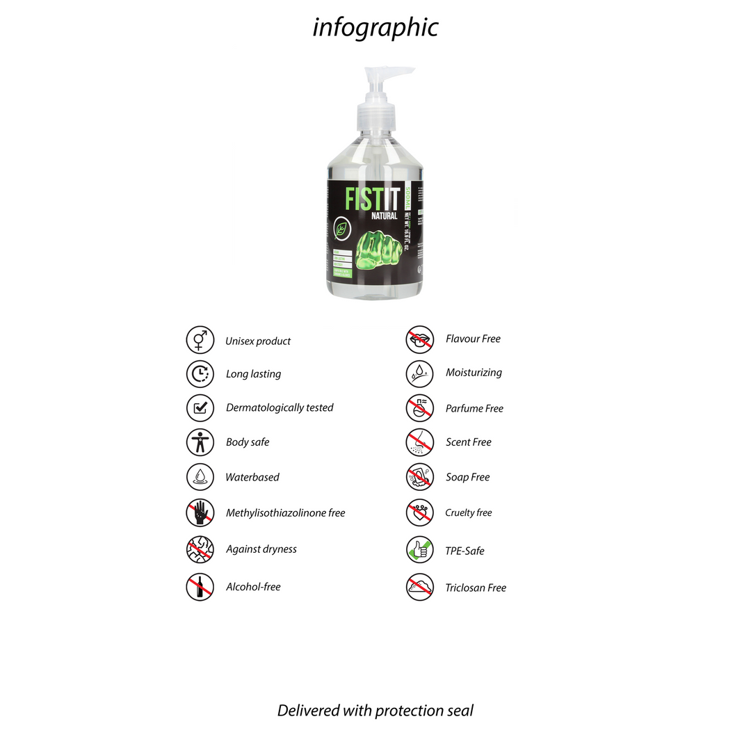 Fist it by shots Natuurlijke waterbasis glijmiddel - 17 fl oz / 500 ml - Pomp (8714273936462)