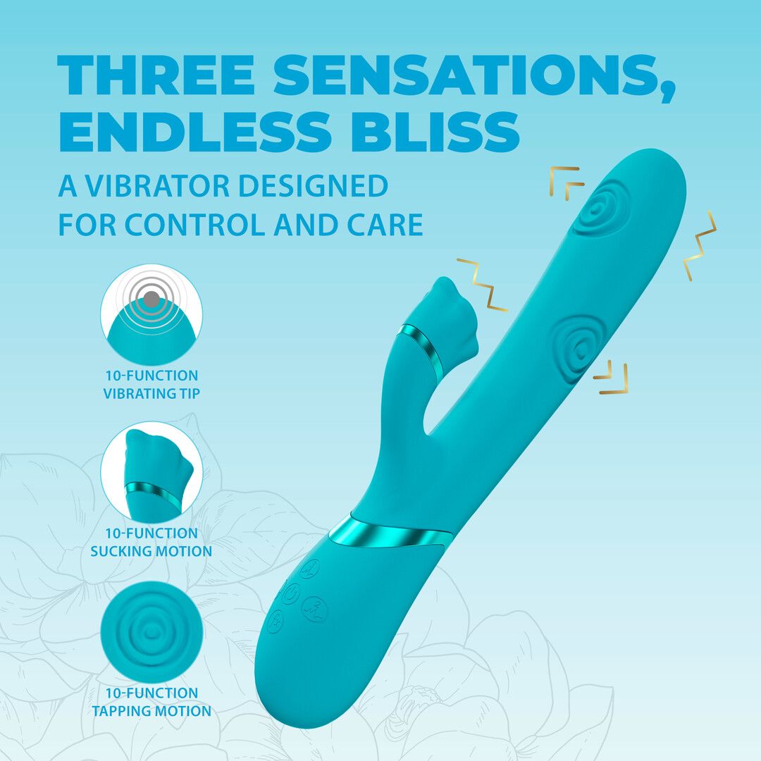 Vive by shots Fiore - G-Spot Air Wave Vibrerende en Kloppende Flared Clitorale Stimulator - Blauw (8714273059024)