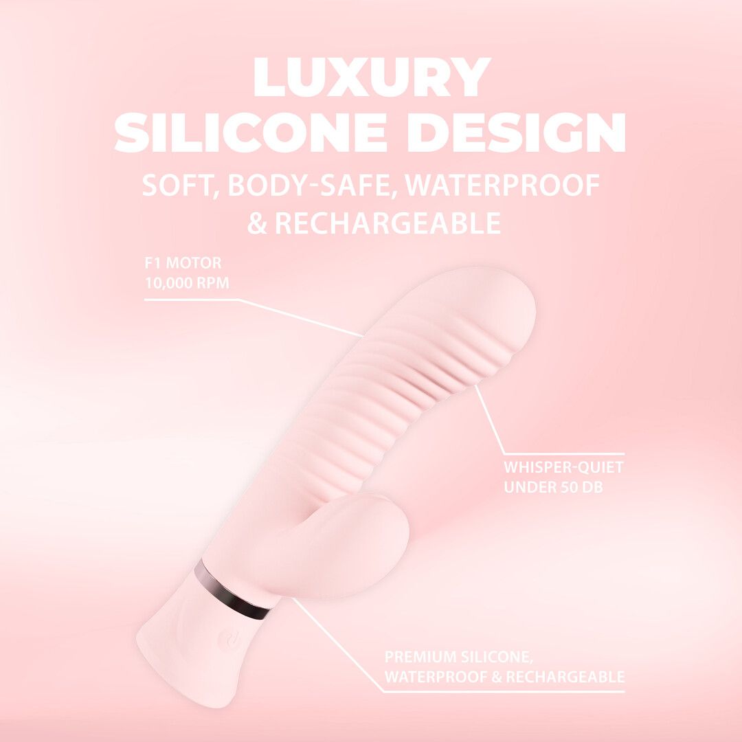 Loveline by shots Mystique - Geribbelde Konijnen Vibrator - Roze (8714273058485)