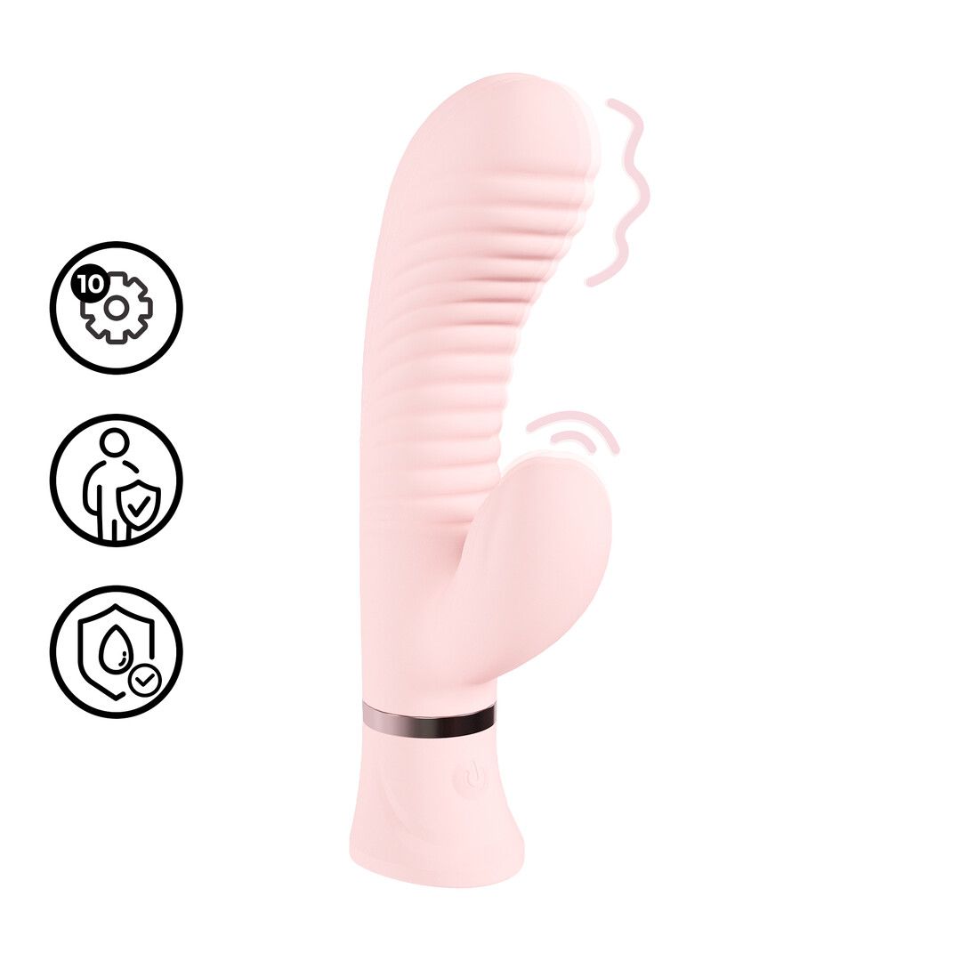 Loveline by shots Mystique - Geribbelde Konijnen Vibrator - Roze (8714273058485)