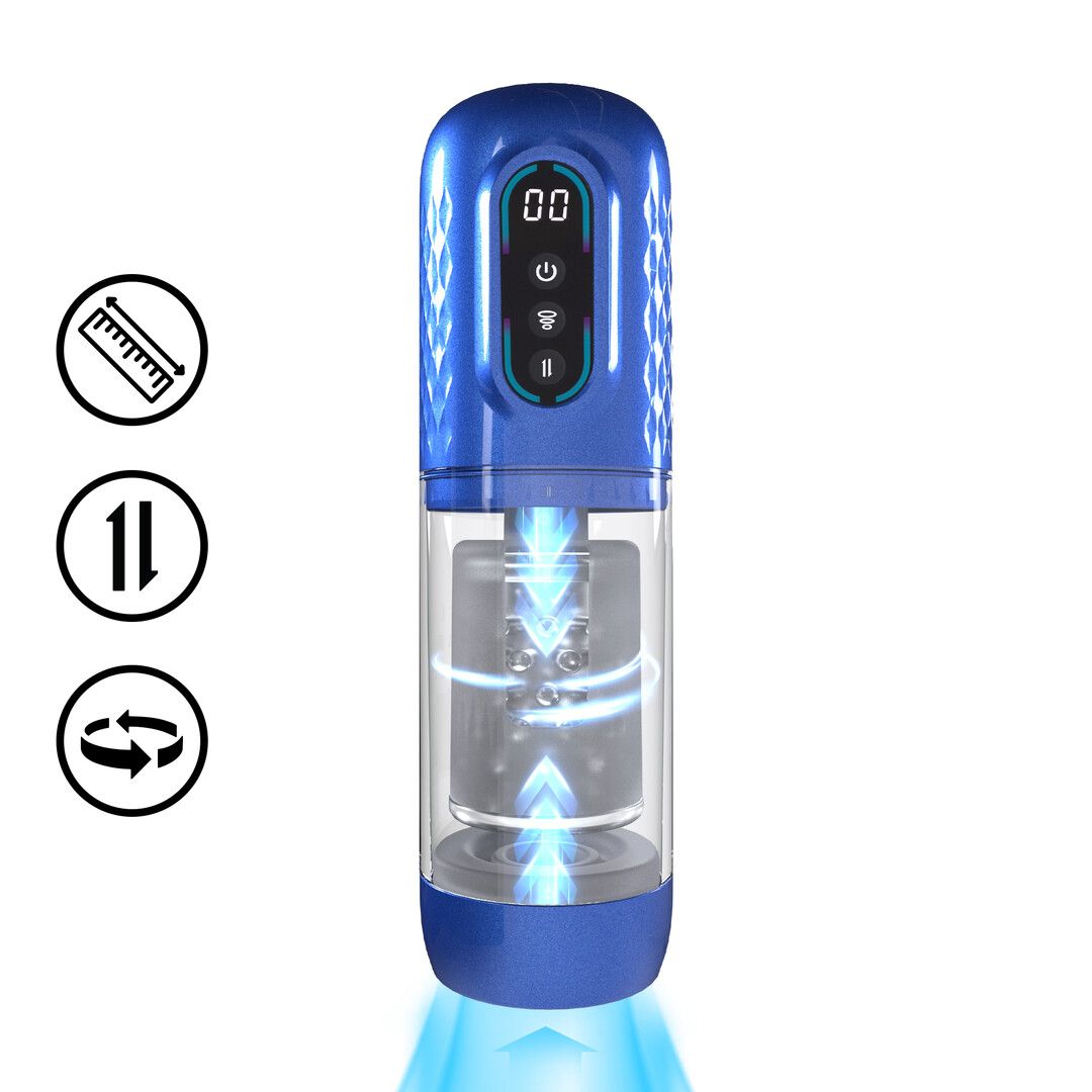 Pumped by shots Vortex - Suction Rotation and Thrusting Masturbator Pump - Metallic Blue (8714273061386)