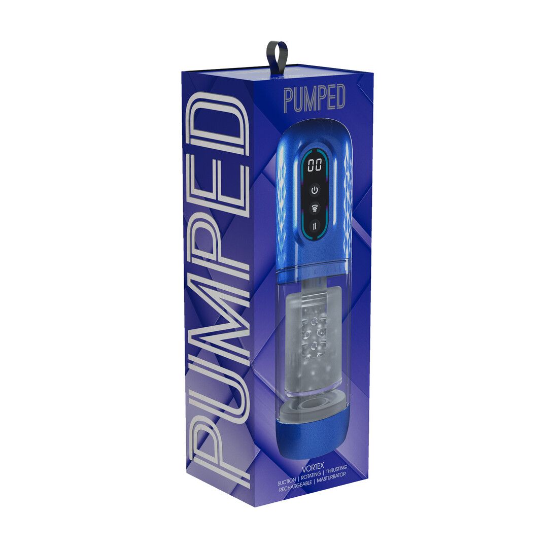Pumped by shots Vortex - Suction Rotation and Thrusting Masturbator Pump - Metallic Blue (8714273061386)