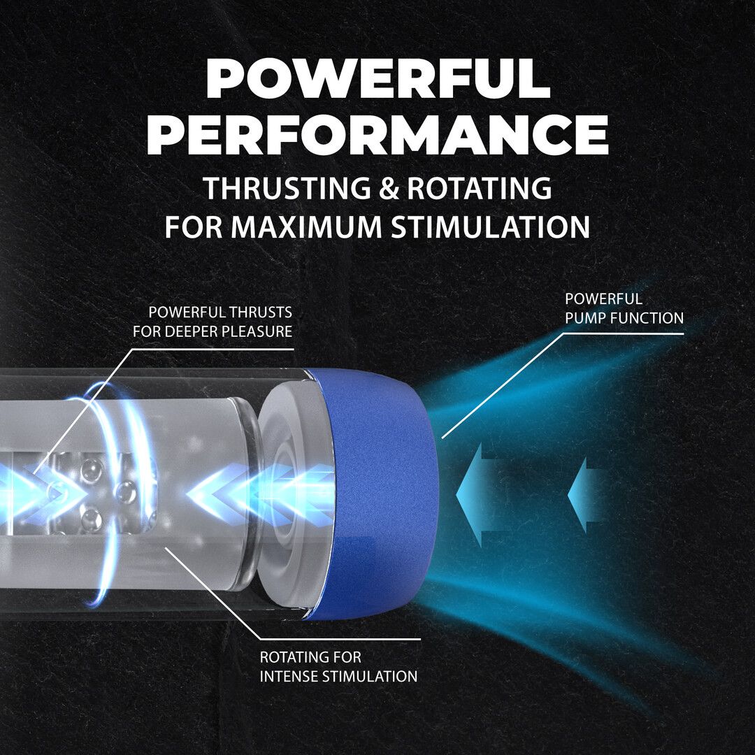 Pumped by shots Vortex - Suction Rotation and Thrusting Masturbator Pump - Metallic Blue (8714273061386)