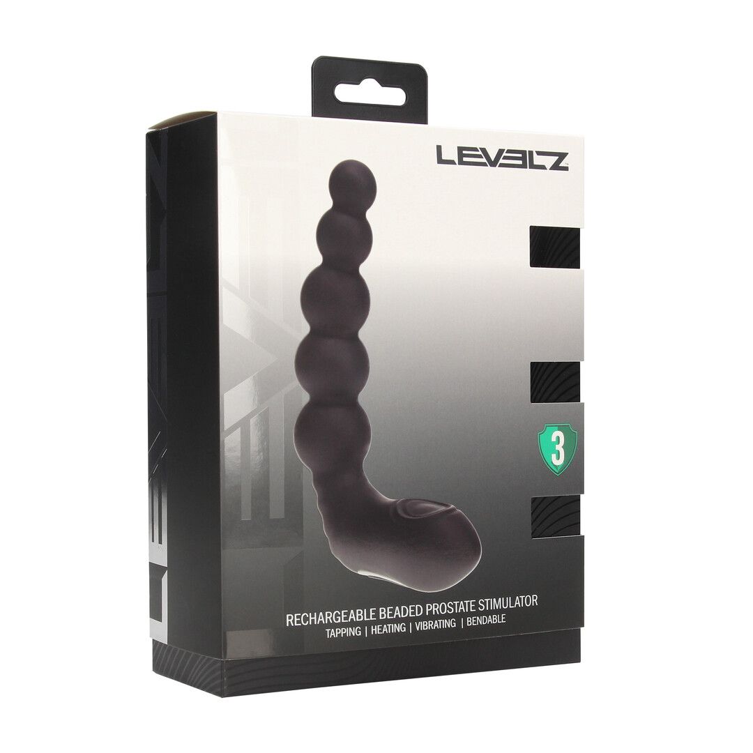 Levelz by shots Vibrerende Verwarmende Buigbare Tapping Beaded Siliconen Prostaat Stimulator - Zwart (8714273067616)