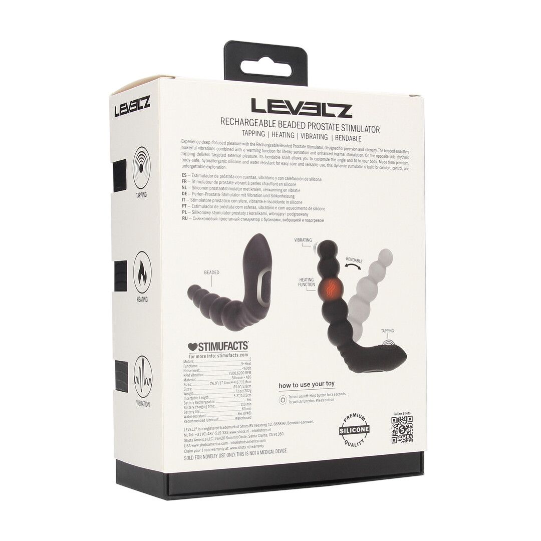 Levelz by shots Vibrerende Verwarmende Buigbare Tapping Beaded Siliconen Prostaat Stimulator - Zwart (8714273067616)