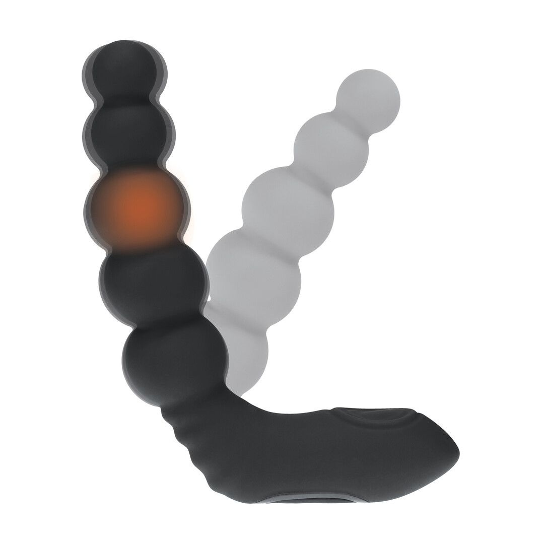 Levelz by shots Vibrerende Verwarmende Buigbare Tapping Beaded Siliconen Prostaat Stimulator - Zwart (8714273067616)