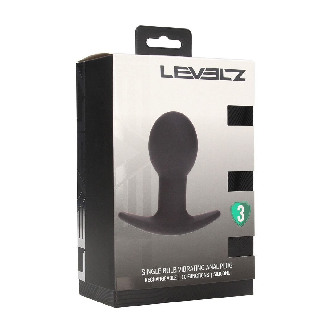 Levelz by shots Enkele Gloeilamp Vibrerende Siliconen Anale Plug - Zwart (8714273067531)