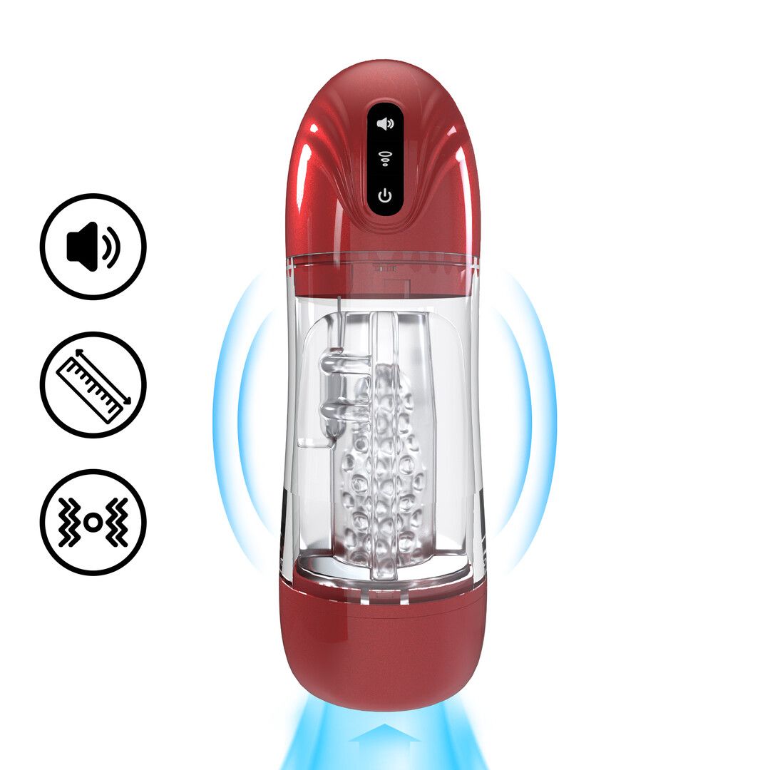 Pumped by shots SonicPull - Suction and Vibration Masturbator Pump - Multimedia Enhanced - Metallic Red (8714273061430)