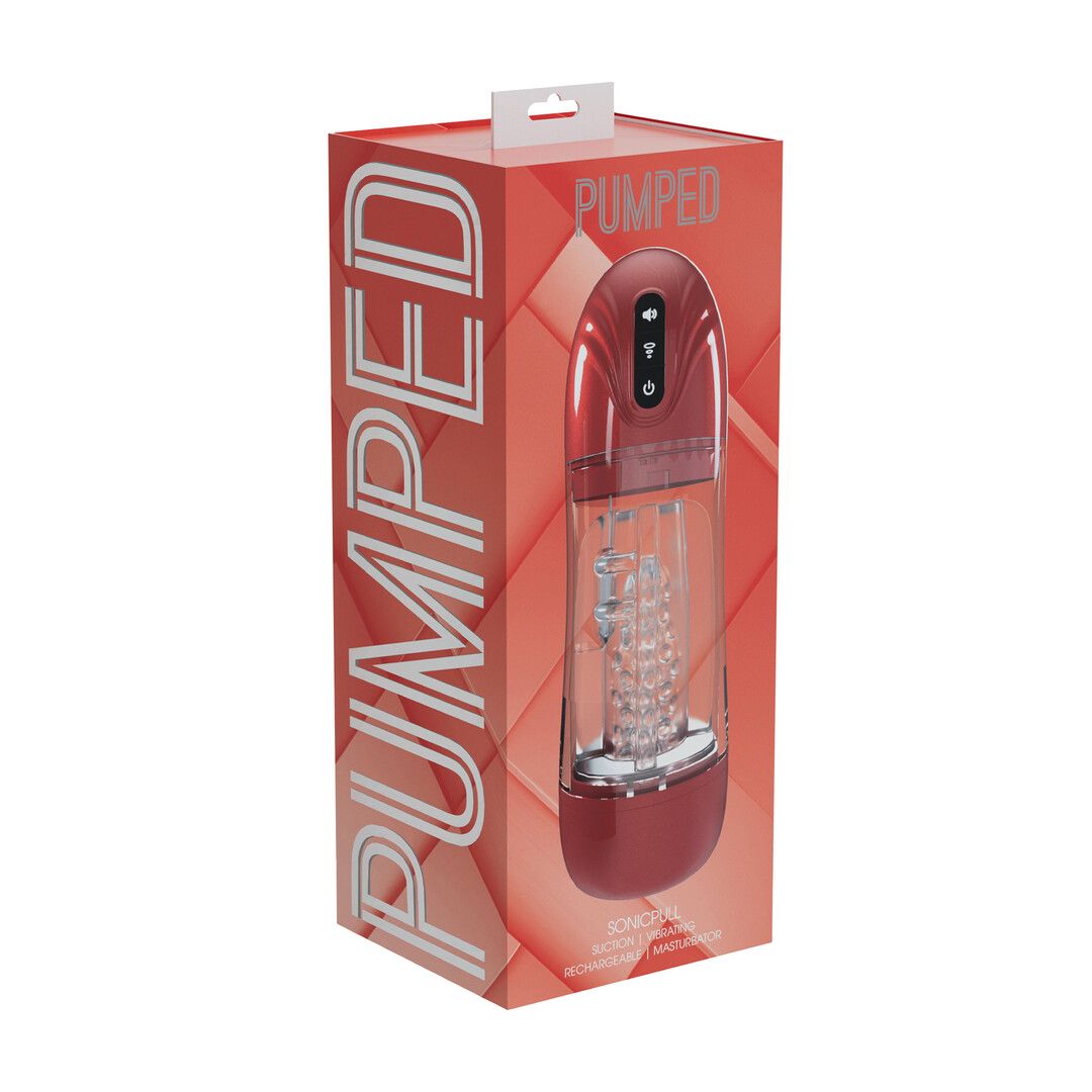 Pumped by shots SonicPull - Suction and Vibration Masturbator Pump - Multimedia Enhanced - Metallic Red (8714273061430)