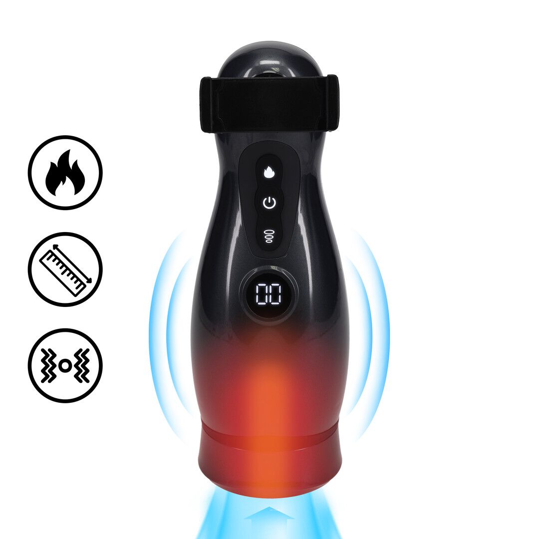 Pumped by shots Virtuo - Suction and Vibration Masturbator Pump with Phone Attachment - Gun Metal (8714273061393)
