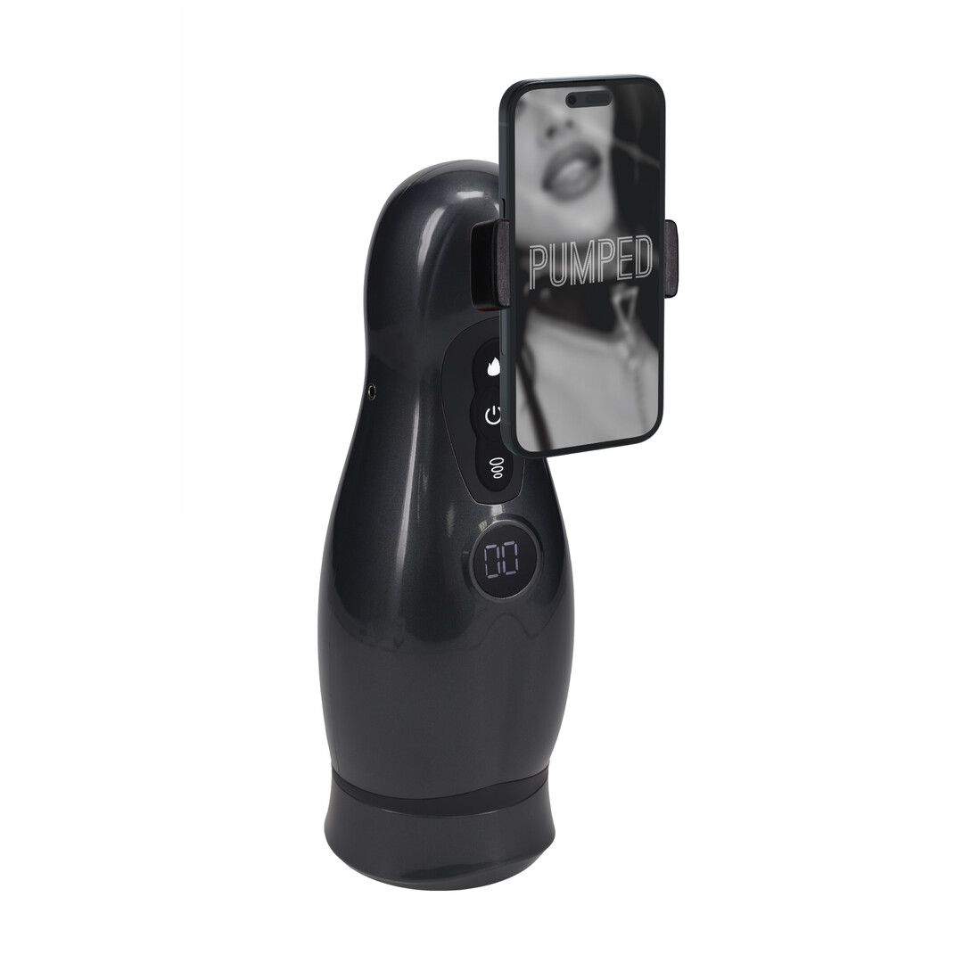 Pumped by shots Virtuo - Suction and Vibration Masturbator Pump with Phone Attachment - Gun Metal (8714273061393)