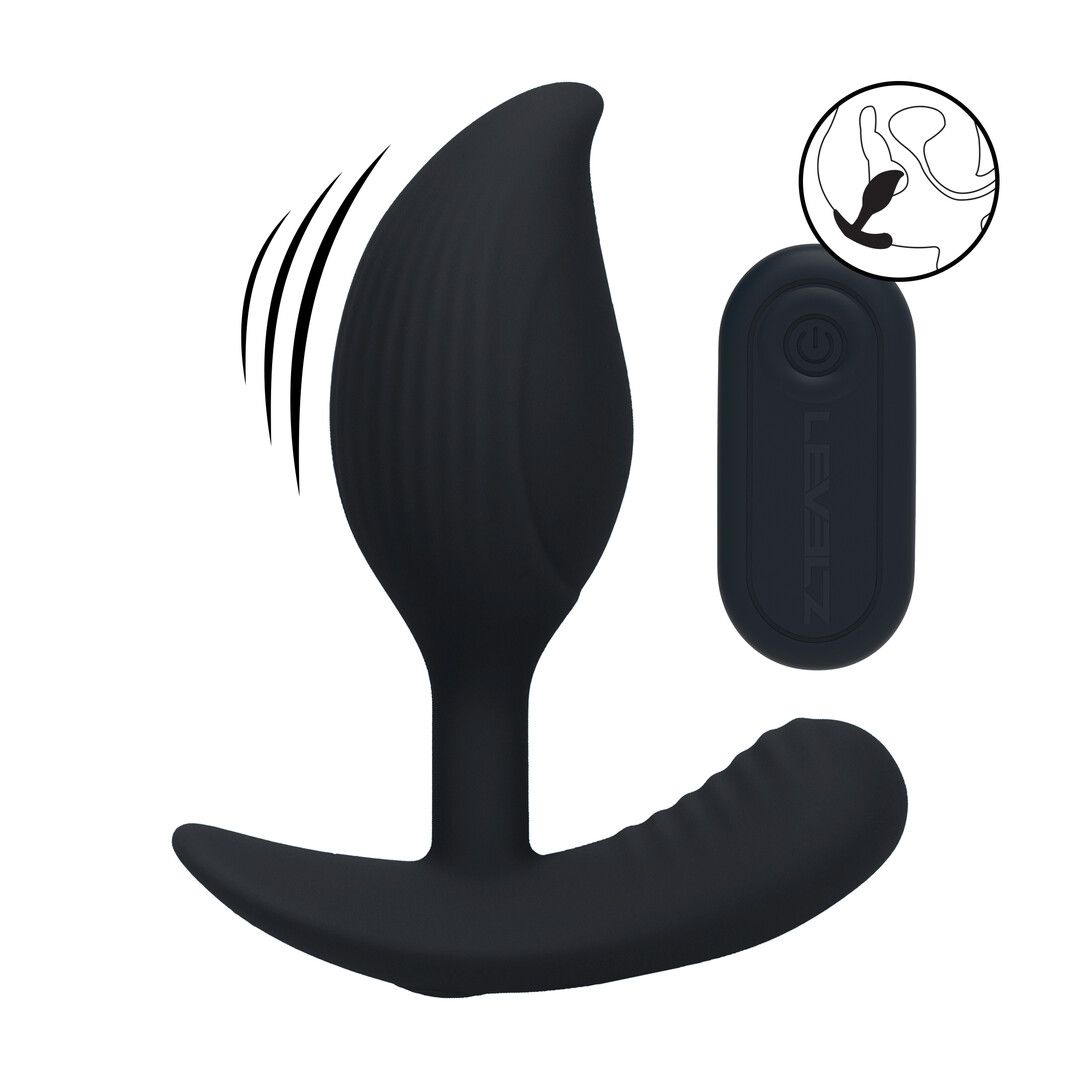 Levelz by shots Afstandsbediening Vibrerende Vloeibare Siliconen Anale Plug - Zwart (8714273067937)