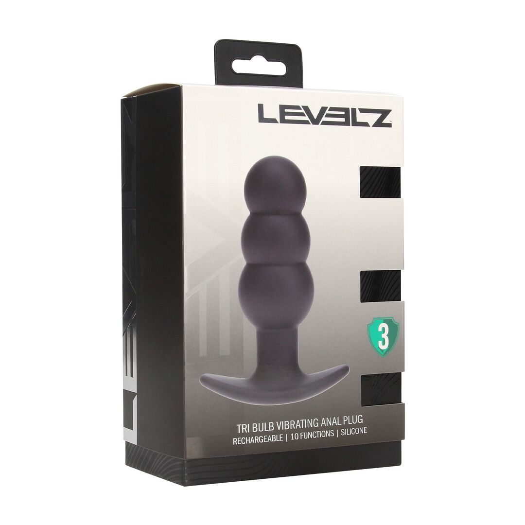 Levelz by shots Tri Bulb Vibrerende Siliconen Anale Plug - Zwart (8714273067555)