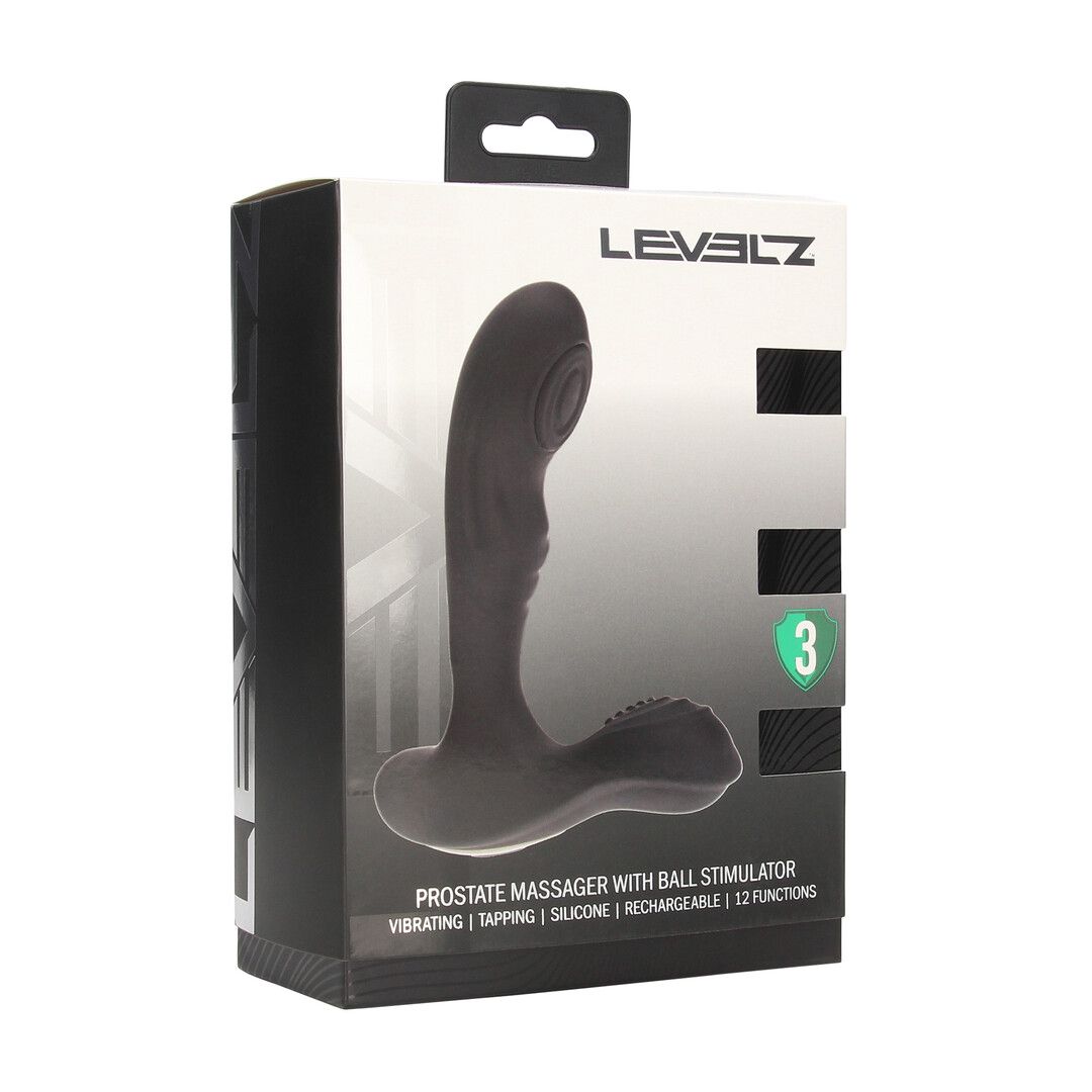 Levelz by shots Vibrerende en Tikken Siliconen Prostaat Massager met Bal Stimulator - Zwart (8714273067890)