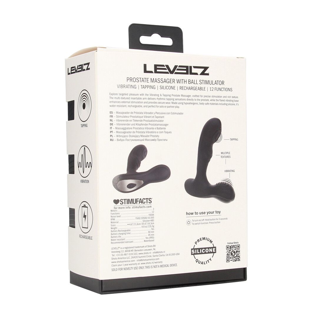 Levelz by shots Vibrerende en Tikken Siliconen Prostaat Massager met Bal Stimulator - Zwart (8714273067890)