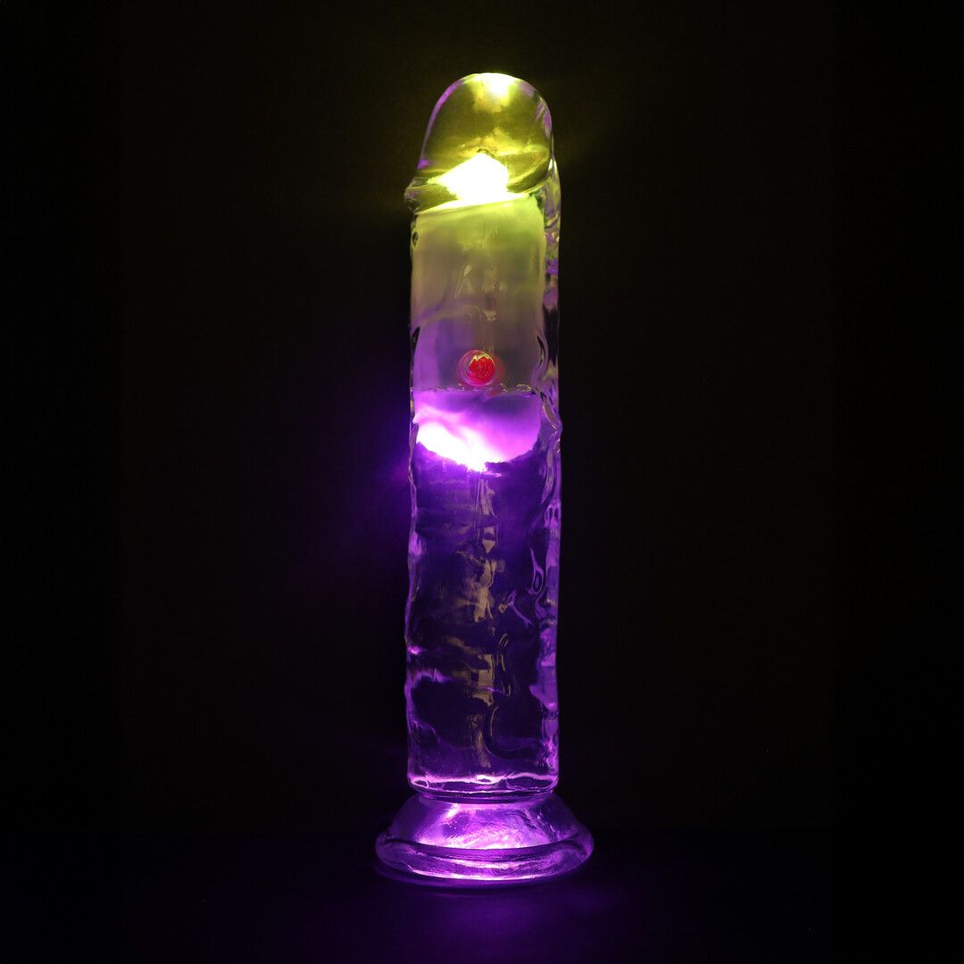 Realrock by shots LED Vibrating Straight Cock - 7 / 18 cm - Transparent (8714273059628)