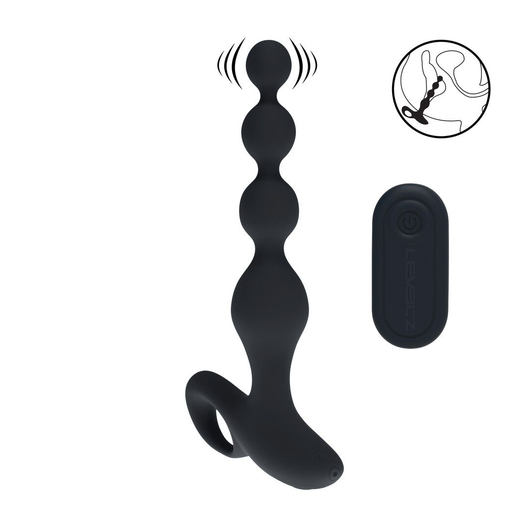 Levelz by shots Afstandsbediening Parels Vibrerende Siliconen Anale Plug - Zwart (8714273068200)
