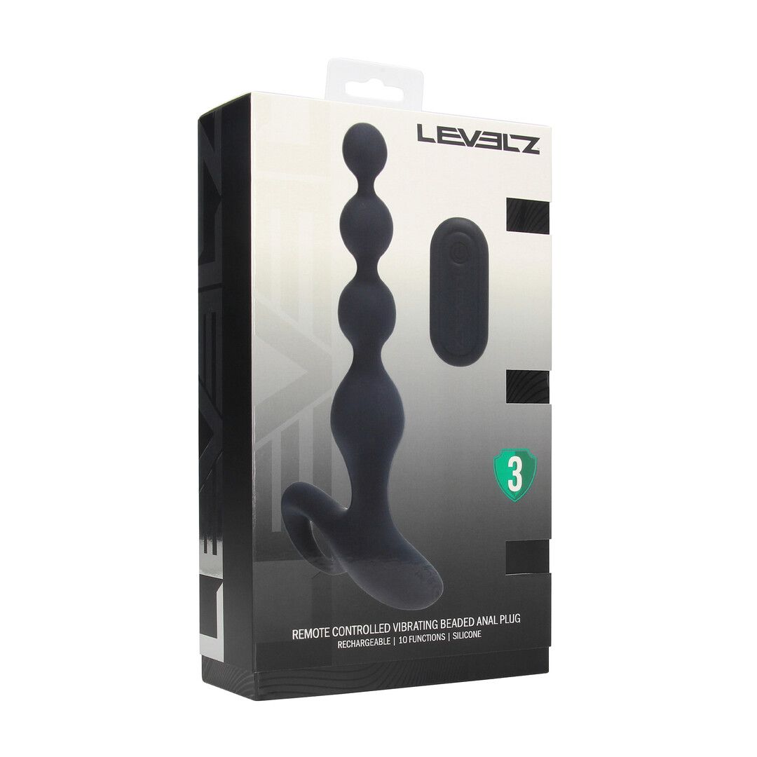Levelz by shots Afstandsbediening Parels Vibrerende Siliconen Anale Plug - Zwart (8714273068200)