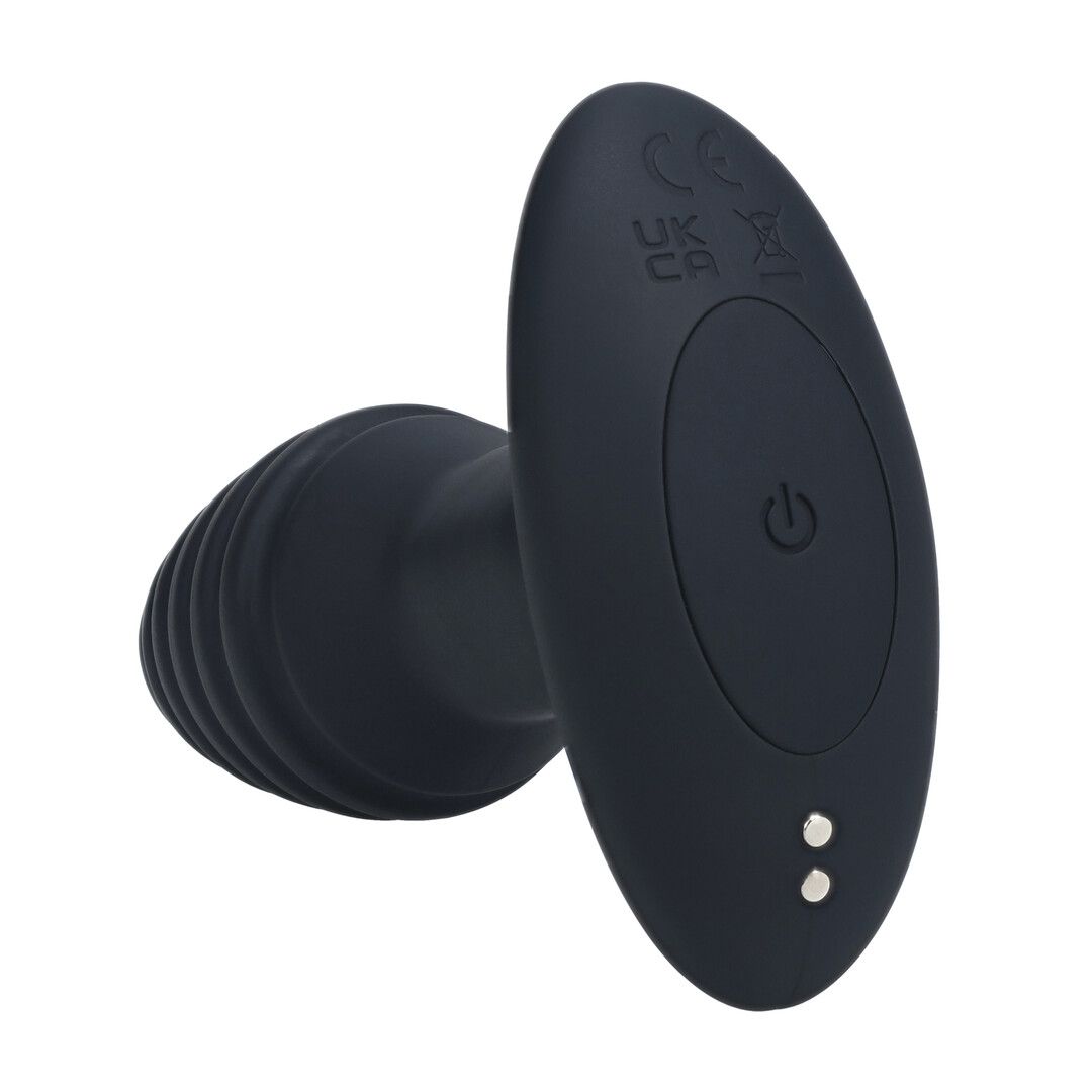Levelz by shots Vibrerende en Draaiende Geribbelde Siliconen Anale Plug - Zwart (8714273067753)