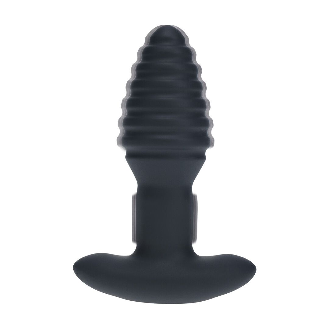 Levelz by shots Vibrerende en Draaiende Geribbelde Siliconen Anale Plug - Zwart (8714273067753)