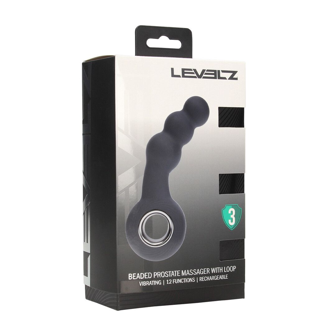 Levelz by shots Vibrerende Parelsilicone Prostaatmassager met Lussysteem - Zwart (8714273067357)