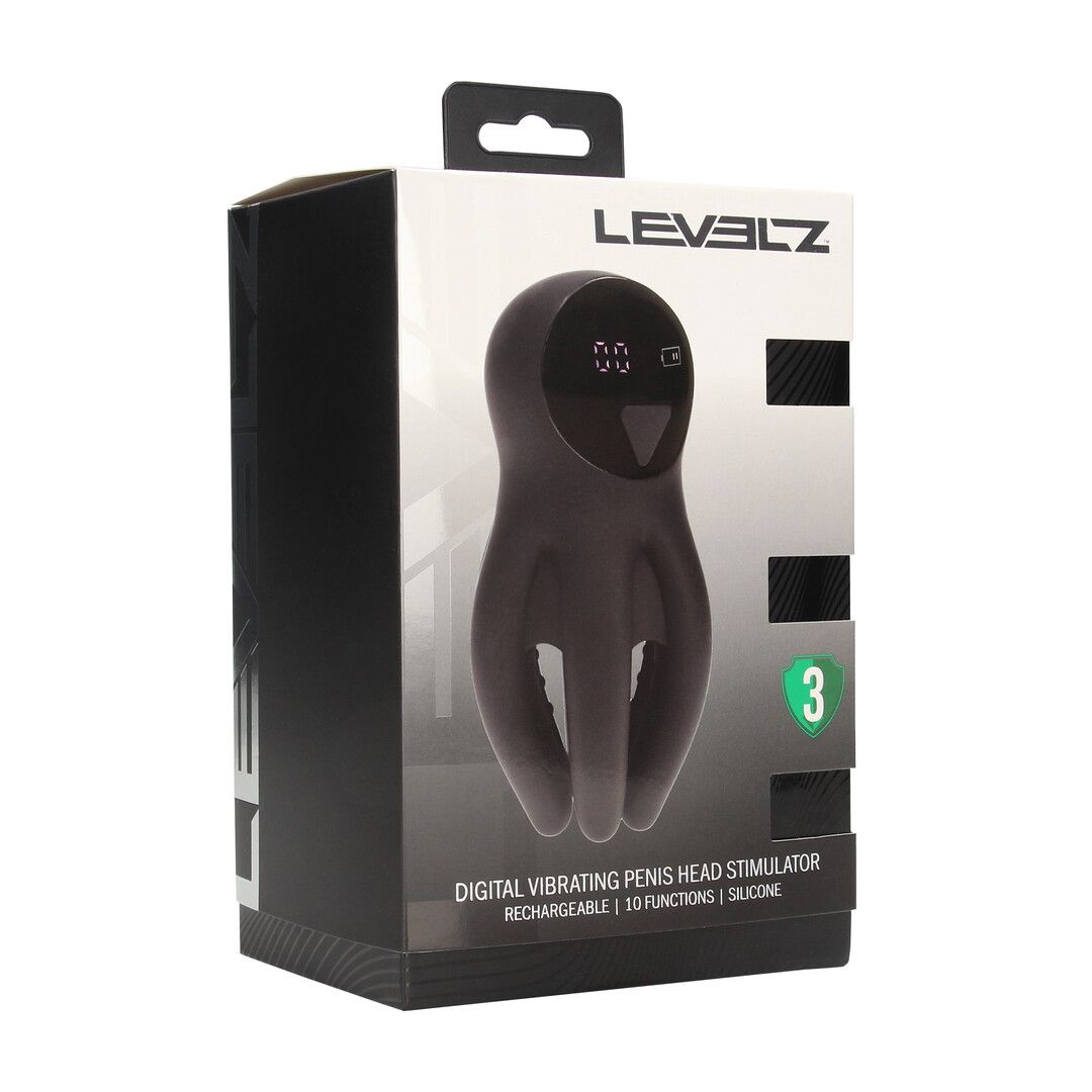 Levelz by shots Digitale Vibrerende Silicone Penis Hoofd Stimulator met Tentakels - Zwart (8714273067593)
