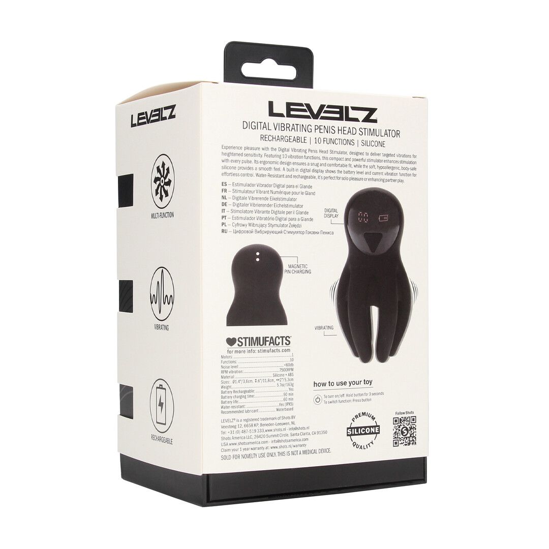 Levelz by shots Digitale Vibrerende Silicone Penis Hoofd Stimulator met Tentakels - Zwart (8714273067593)